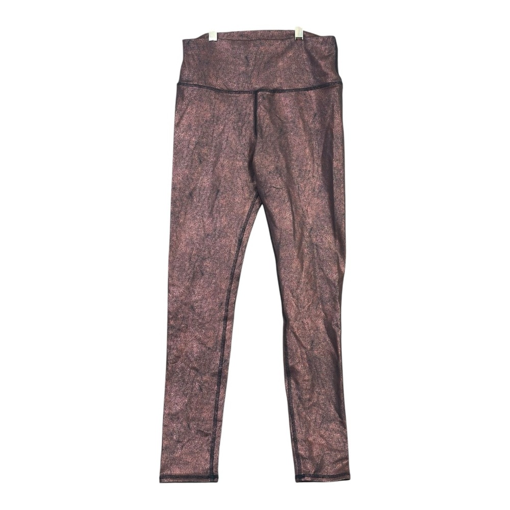 ALO Yoga Airbrush Copper Metallic Leggings High Waist Size L Women EUC Brown